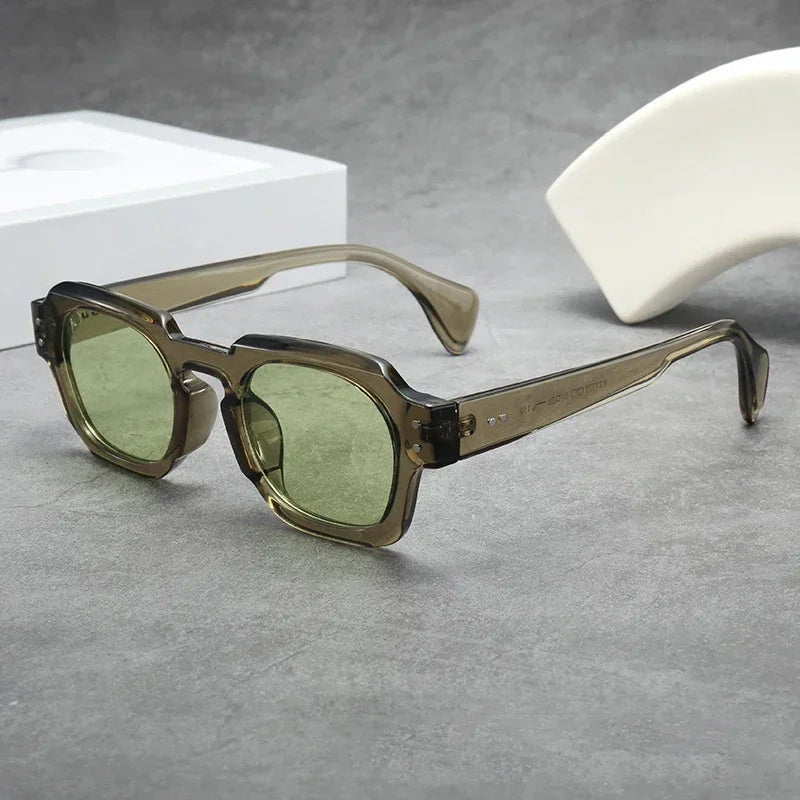 JNPCXI Retro Square Sunglasses Women Fashion Black Blue Shades UV400 Men Rivets Trending Sun Glasses