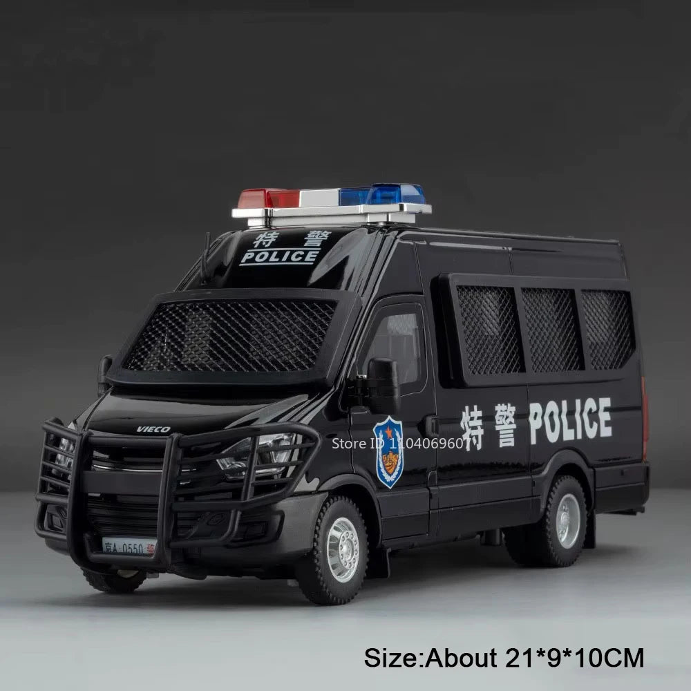 1:24 Police Car Disperse Explosion Proof Cars Toys Alloy Diecast Model with Sound Light Pull Back Doors Opened Vehcies Boy Gifts
