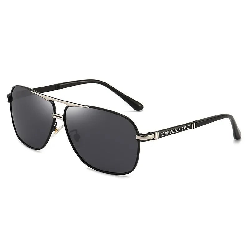 2PCS Polarized Sunglasses Men's Square Double Beam Sunshade Driver's Driving  Fishing Color Changing Day and Night Dual-use
