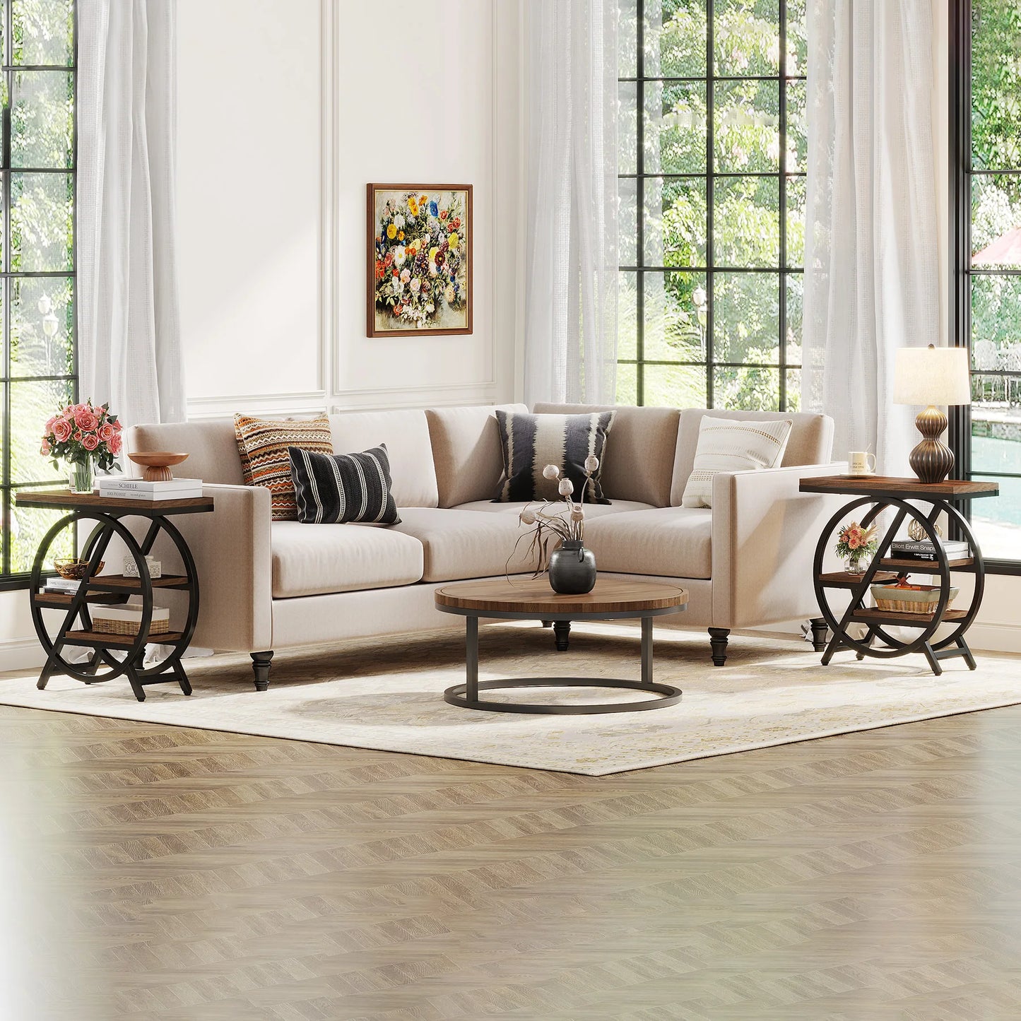 Tribesigns  Living Room, 3-Tier Narrow Side End Table w/ Storage Sofa Side Table