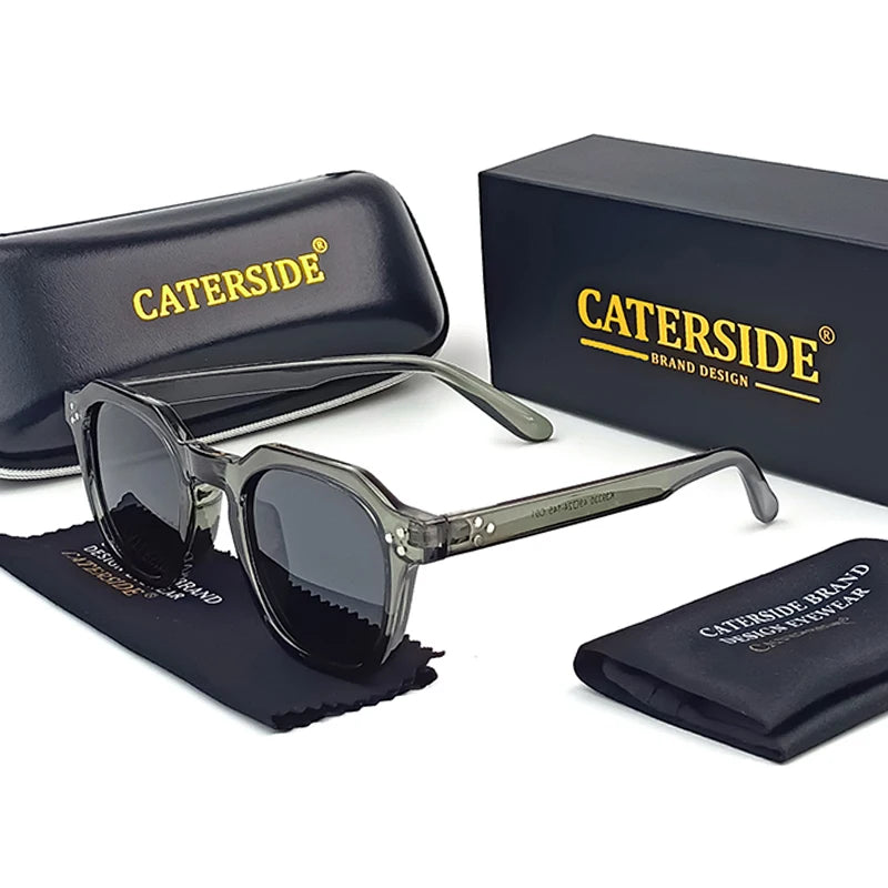 CATERSIDE Retro Polarized Men Sunglasses Acetate Temple / TR90 Frame Sun Glasses Women High Quality Sport Driving Travel Eyewear