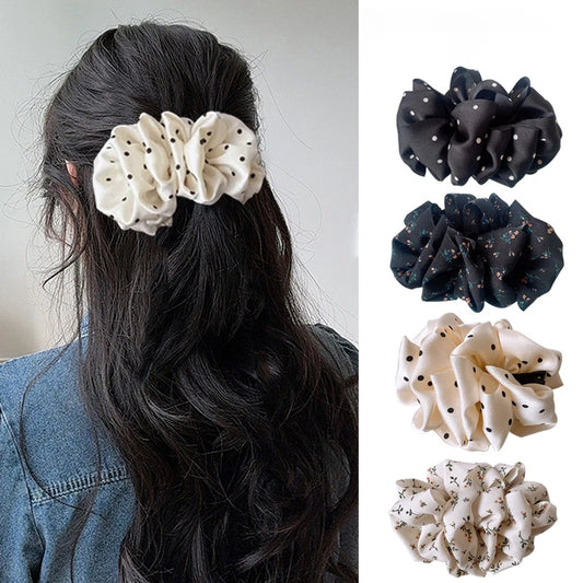 Fabric Polka Dot Banana Clip Hair Clip for Woman Elegant Floral Hairpin Fashion Girl Ponytail Clip Hair Accessories
