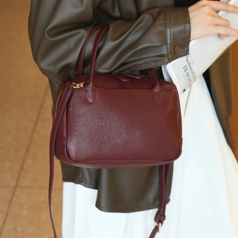 Natural Cow Genuine Leather Handbags Women High Quality Shoulder Bag Female Fashion Retro Luxury Designer Cowhide Crossbody Bags