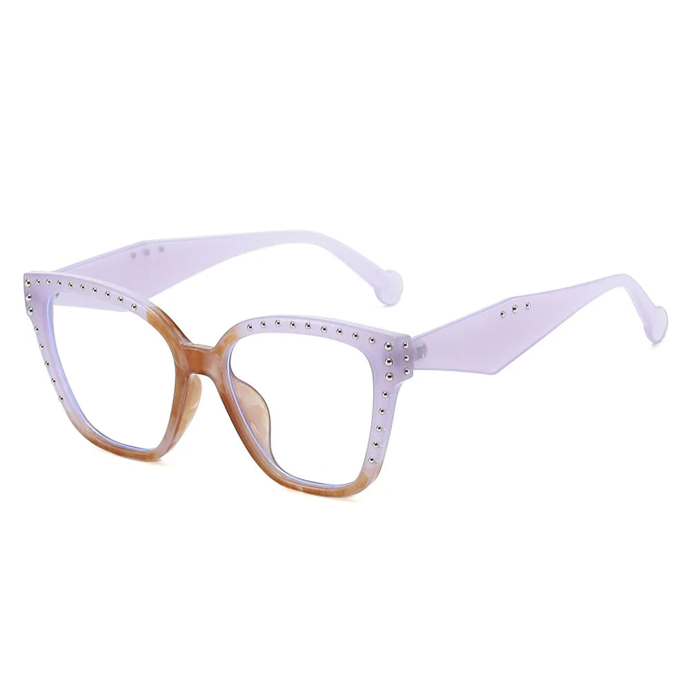 JNPCXI New Square Women Sunglasses Shades UV400 Fashion Clear Lens Frame Retro Rivet Men Leopard Green Sun Glasses