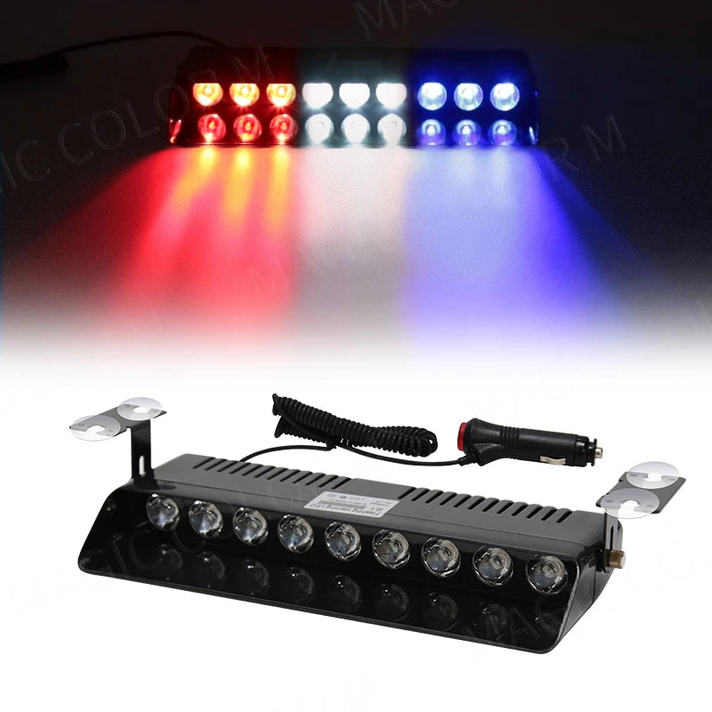 9 LED Car Strobe Light Fireman Emergency Windshield Agricultural Flash Warning Signal Beacon Truck Trailer Vehicle 12v