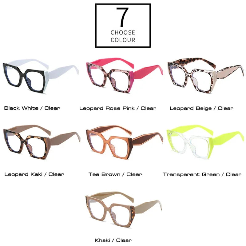 JNPCXI Retro Polygon Cat Eye Green Glasses Frame Women Fashion Double Color Clear Anti-Blue Light Eyewear Men Optical Frame
