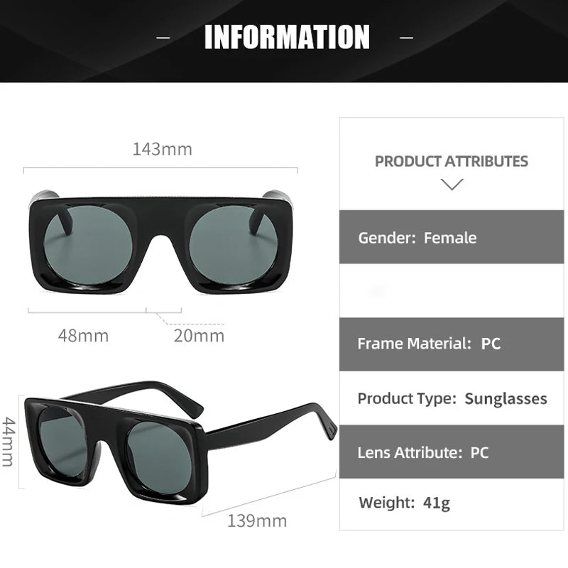 JNPCXI Vintage Square Sunglasses Women Black Tea Gradient Mirror Shades UV400 Fashion Punk Men Sun Glasses