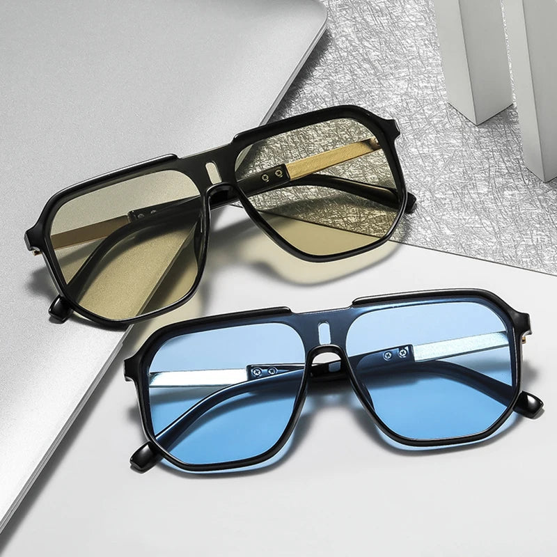 JNPCXI New Oversized Square Women Sunglasses Fashion One Piece Gradient Shades UV400 Retro Men Sun Glasses