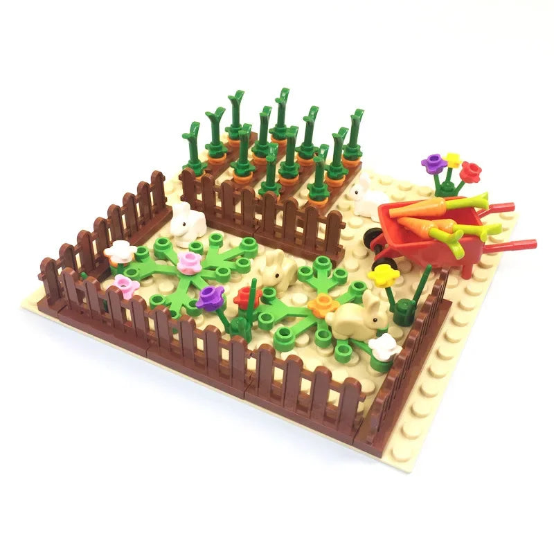 DIY Farm Building Blocks Set Cattle Pen Pig Shed Chicken Horse Panda MOC Scene