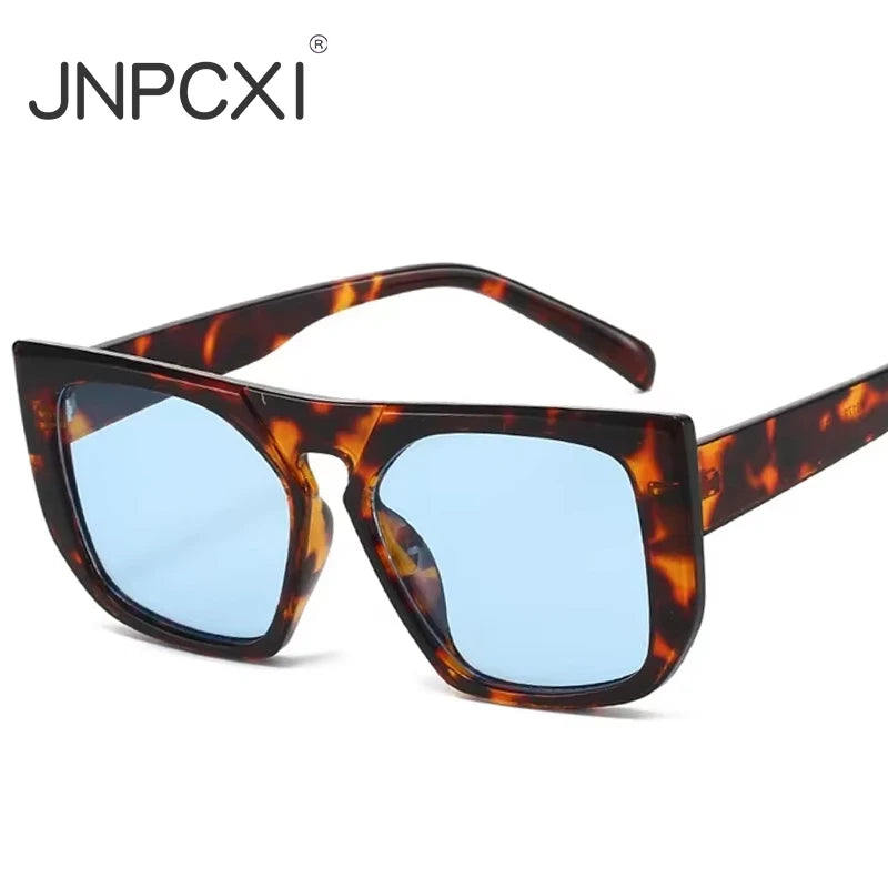 JNPCXI New Fashion Square Sunglasses Women Retro Leopard Green Shades Men Trending Sun Glasses UV400
