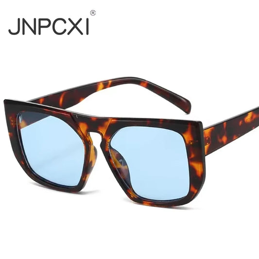 JNPCXI New Fashion Square Sunglasses Women Retro Leopard Green Shades Men Trending Sun Glasses UV400
