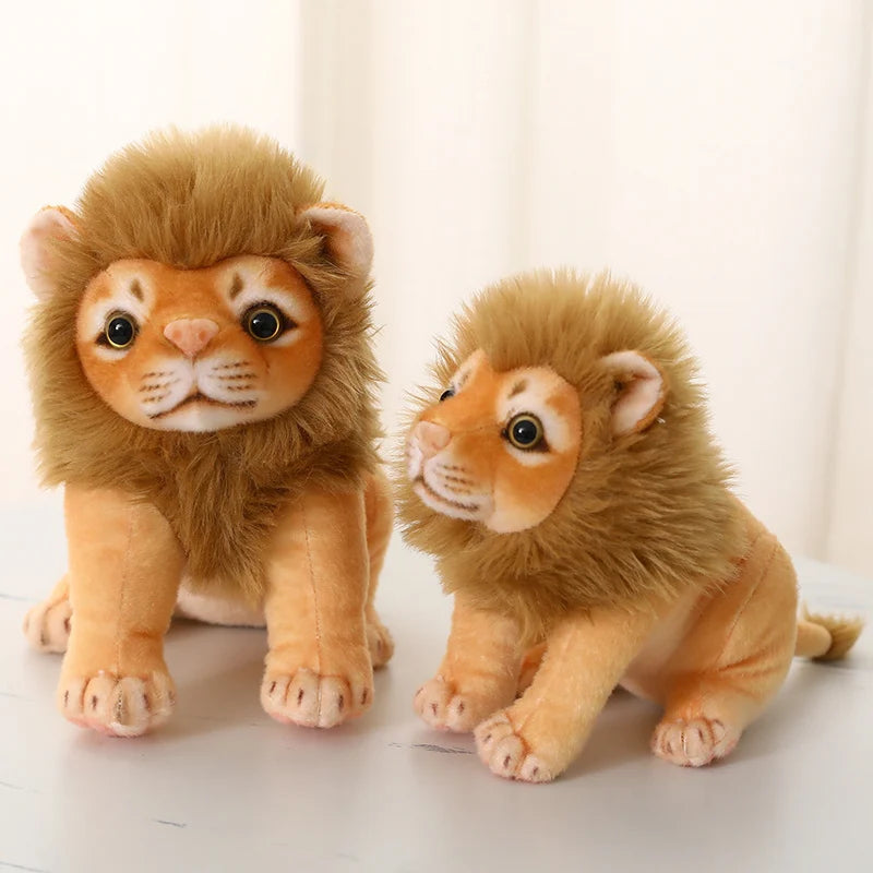 23/28cm Simulation Male Lion Plush Toys Lifelike Panthera Leo Stuffed Dolls Cute King of Grassland Room Decor Kids Birthday Gift