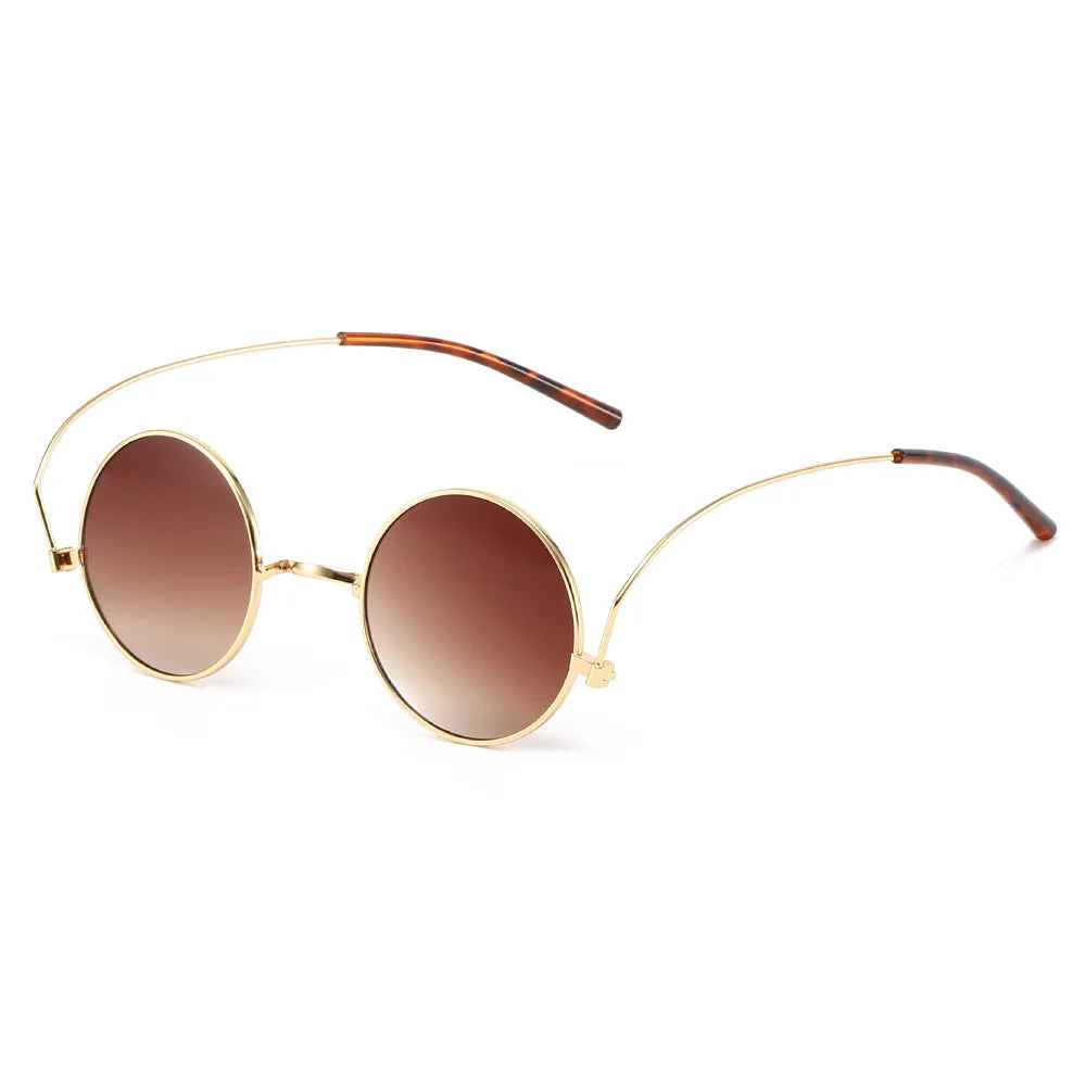 JNPCXI Retro Small Round Metal Sunglasses Women Fashion Unique Legs Clear Gradient Mirror Lens Shades UV400 Men Punk Sun Glasses