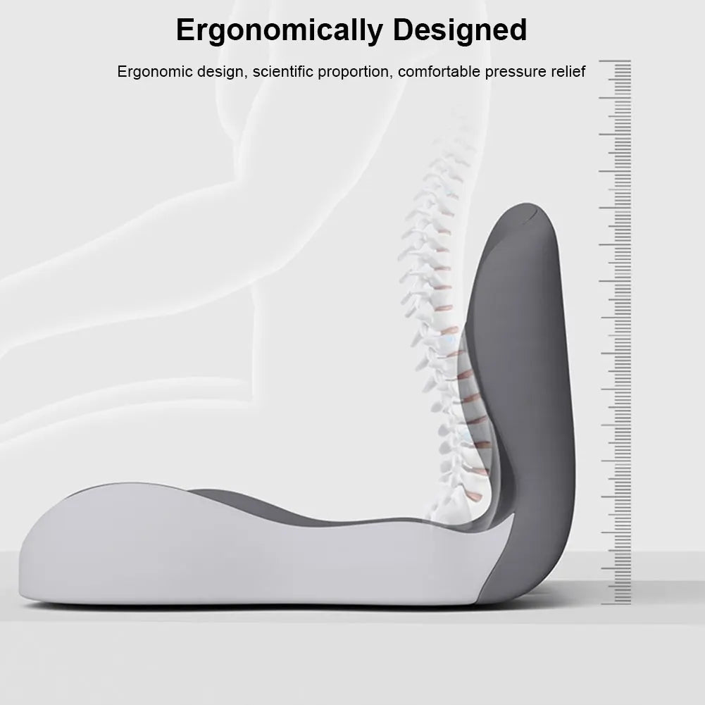 Grey Memory Foam L-Shaped Integrated OfficeChair Cushion Lumbar Support Car Seat