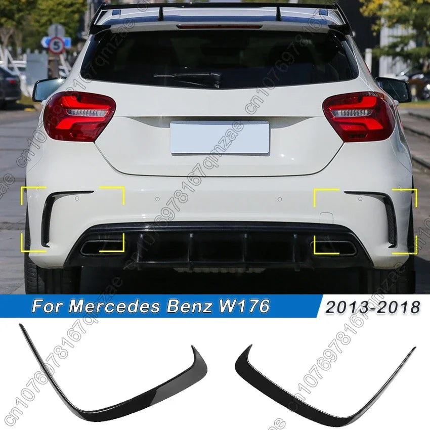 For Mercedes Benz W176 A200 A250 A45 AMG 2013-2018 Hatchback Gloss Black Rear Bumper Lip Spoiler Side Canards Splitter Body Kit