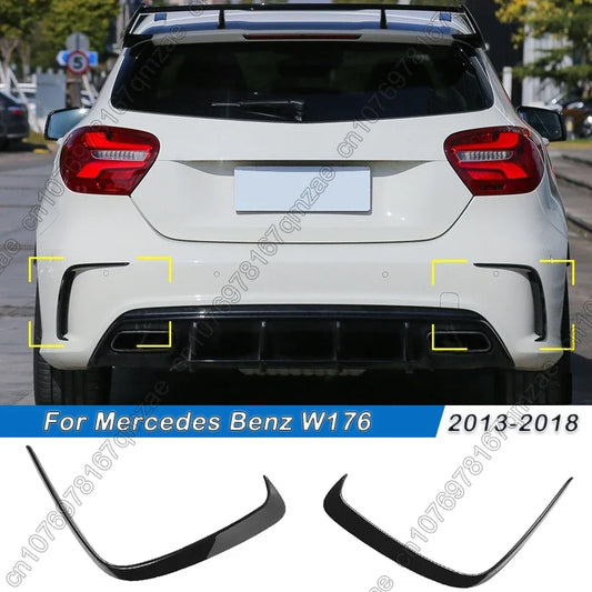 For Mercedes Benz W176 A200 A250 A45 AMG 2013-2018 Hatchback Gloss Black Rear Bumper Lip Spoiler Side Canards Splitter Body Kit