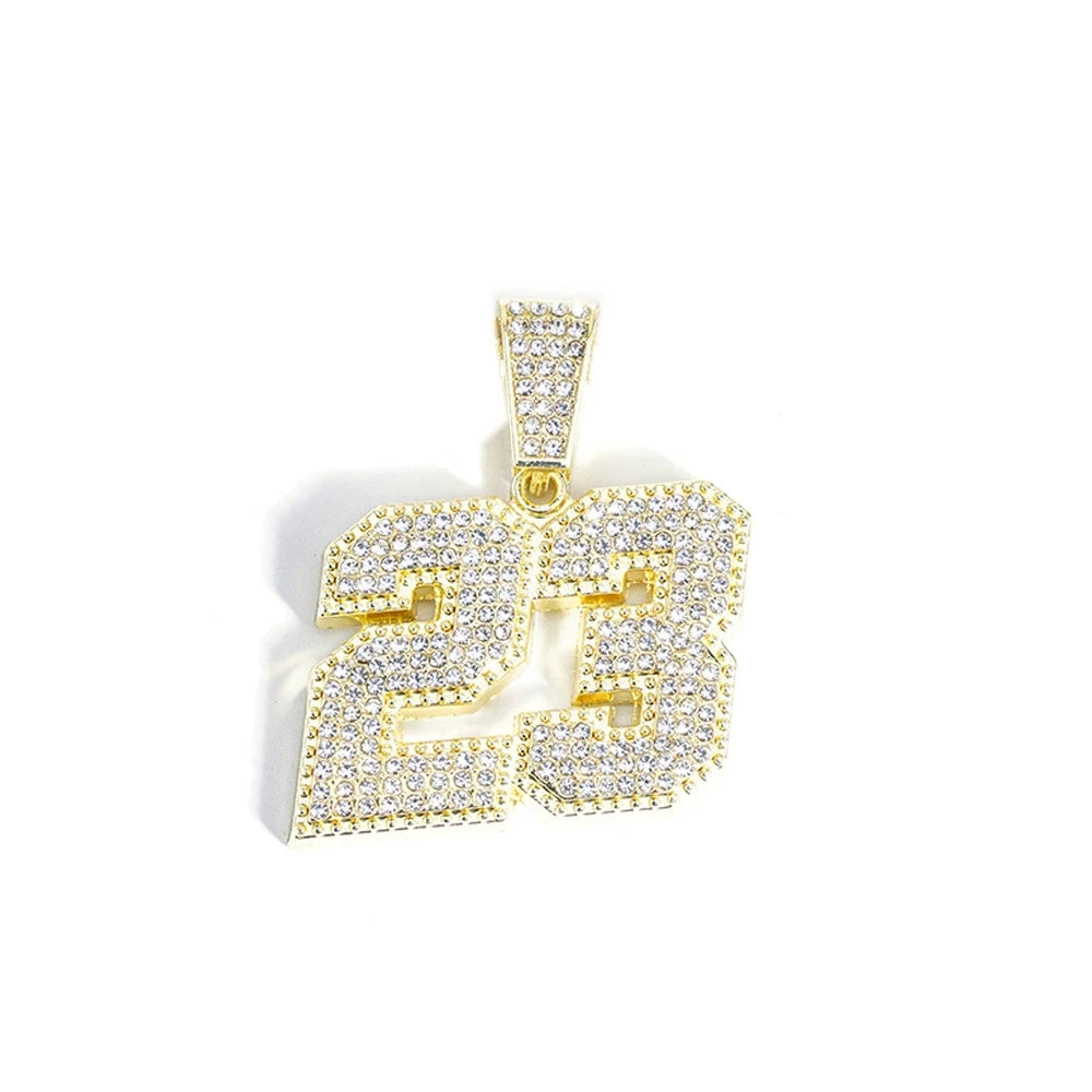 Hip Hop Number Number 23 Pendant Necklaces Strap 4mm Zircon Tennis Chain Men Women Sparkling Necklace Punk Jewelry Fashion Gifts