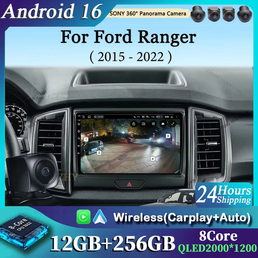 Android 16 CarPlay Auto For Ford Ranger 2015 - 2022 Car Radio Multimedia navigation video DVD Autoradio Stereo 2din 4G