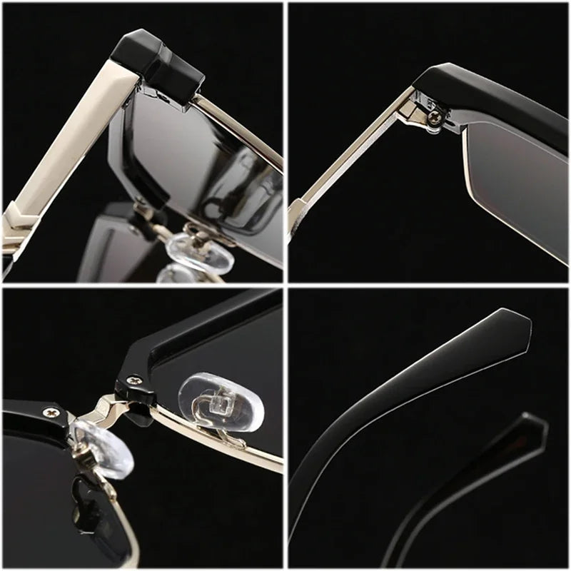 JNPCXI Square Women Fashion Sunglasses Gradient Men Vintage Blue Sun Glasses Shades UV400