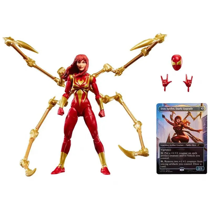 Original Hasbro Marvel Legends Series Magic: The Gathering Mary Jane Watson (Iron Spider) Anime Figure Toys Ornaments Collection