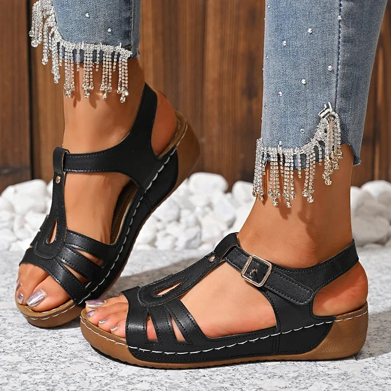 2025 Summer Women Wedge Sandals Lightweight Ankle Buckle Platform Gladiator Sandals Woman Peep Toe Non Slip Beach Sandles 36-43