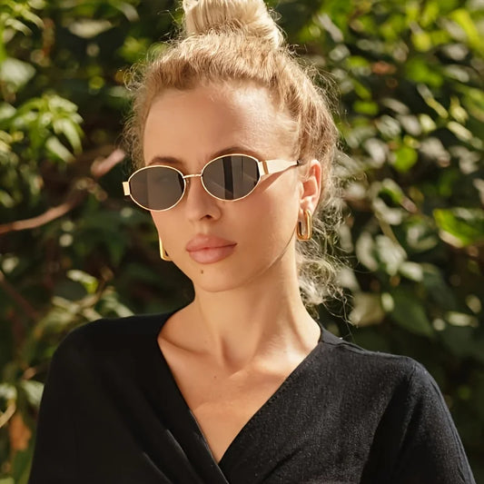 Oval Men's and Women's High-end Metal Glasses