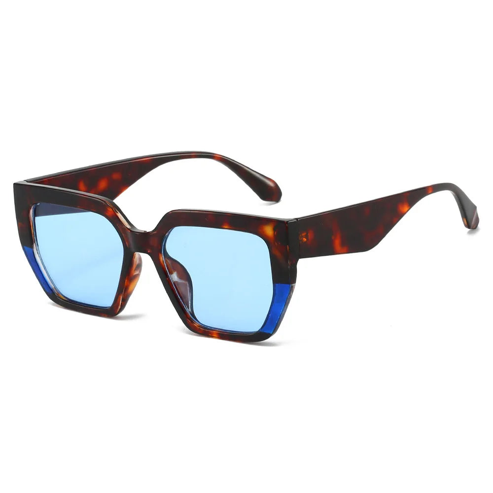 JNPCXI Ins Popular Fashion Square Sunglasses Women Retro Rivets Men Trending Leopard Green Sun Glasses Shades UV400