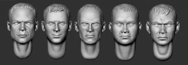 1/35 Resin Model Assembly Kit with 5 Replacement Parts for Human Heads (unpainted)