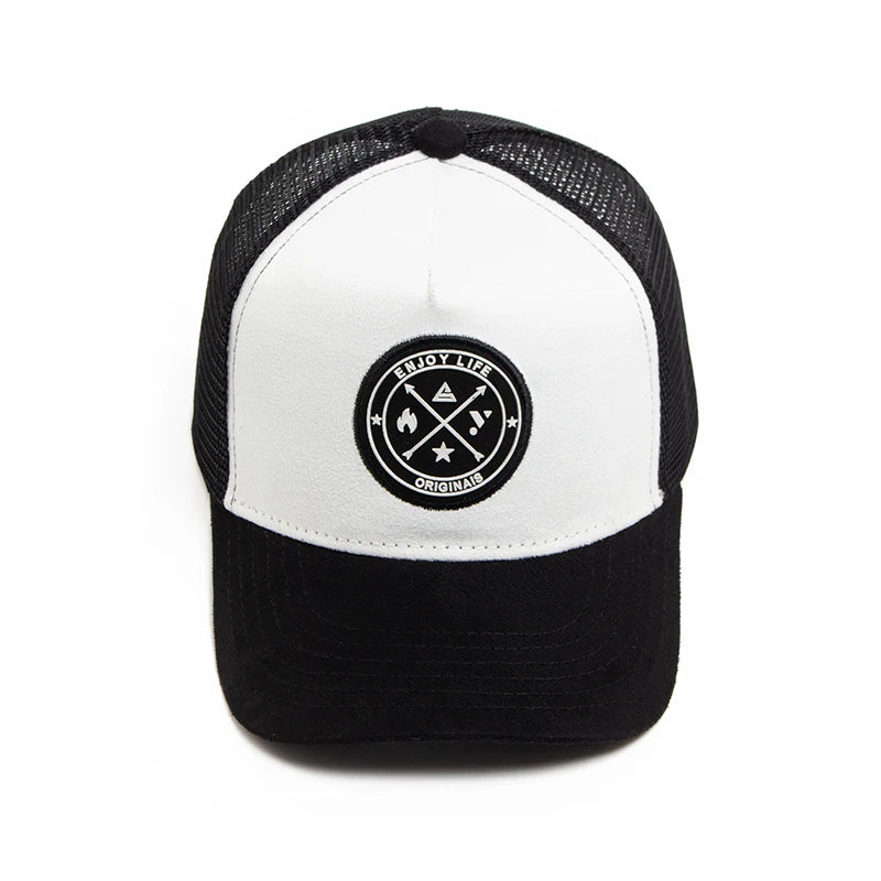 NEW Circular leather label Trucker Hat Summer Men Mesh Baseball Cap For Visor Casual Women Snapback Hip Hop Caps Unisex