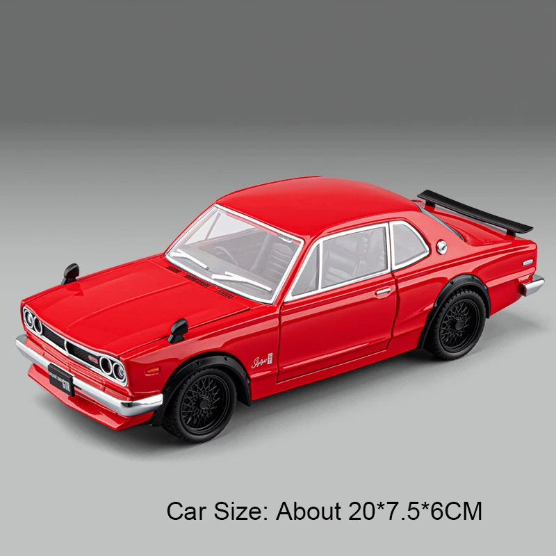 1:24 Skyline GTR R34 Car Model Alloy Diecast Toy Doors Opened Front Wheel Steering Sound Light Pull Back Cars Boys' Collectibles