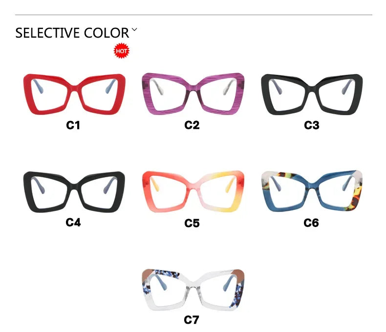 JNPCXI New Fashion Oversized Frame Gradient Women Irregular Anti Blue Light Glasses Fashion Women's Flat Light Glasses