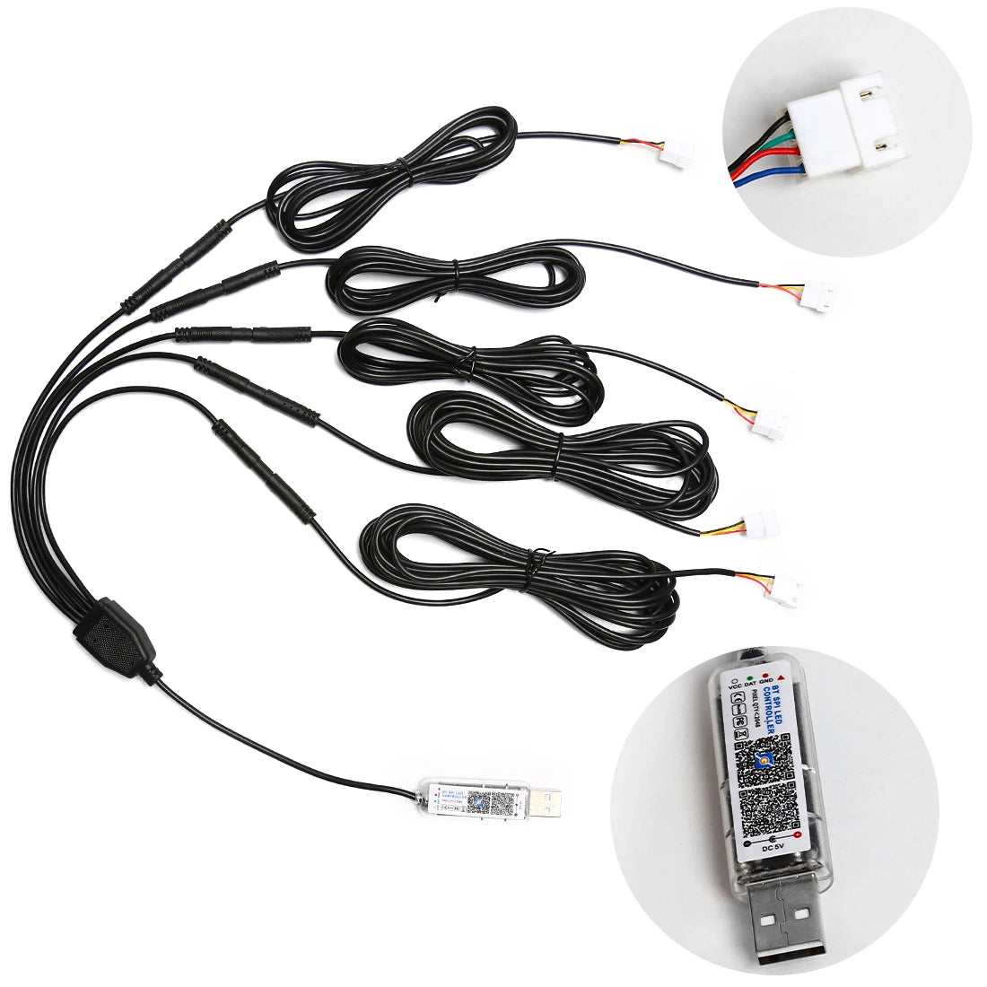 Vgetting 2 4 Meters 8-in-1 4in1 5in1 Car Ambient Lights Extension Wires Cables LED 140cm 120 110 90 75cm Acrylic Symphony Strips