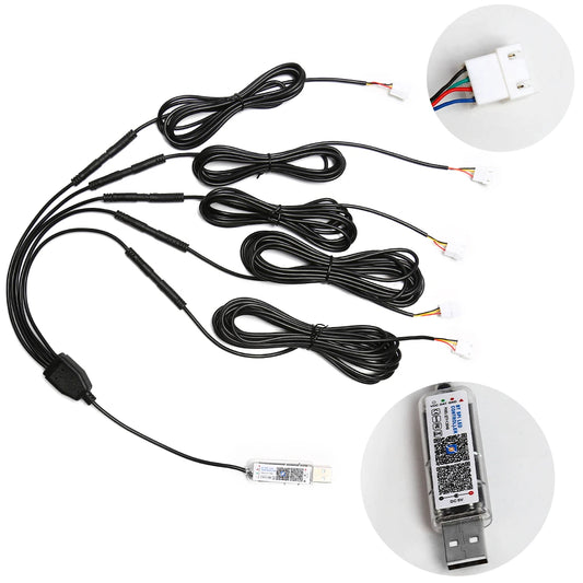 Vgetting 2 4 Meters 8-in-1 4in1 5in1 Car Ambient Lights Extension Wires Cables LED 140cm 120 110 90 75cm Acrylic Symphony Strips