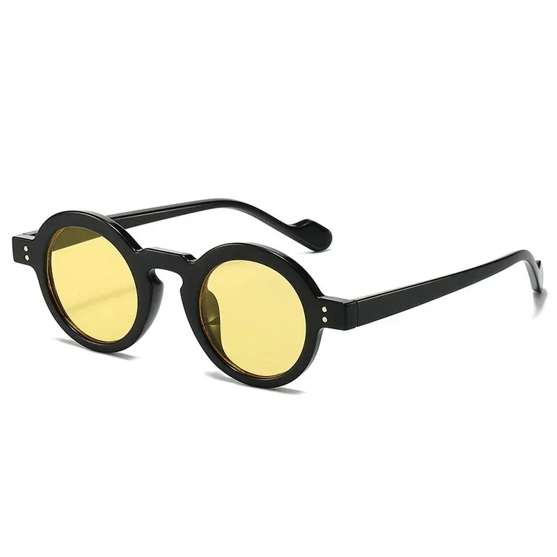 JNPCXI Retro Small Round Sunglasses Women Fashion Clear Ocean Lens Shades UV400 Men Rivets Trending Punk Sun Glasses