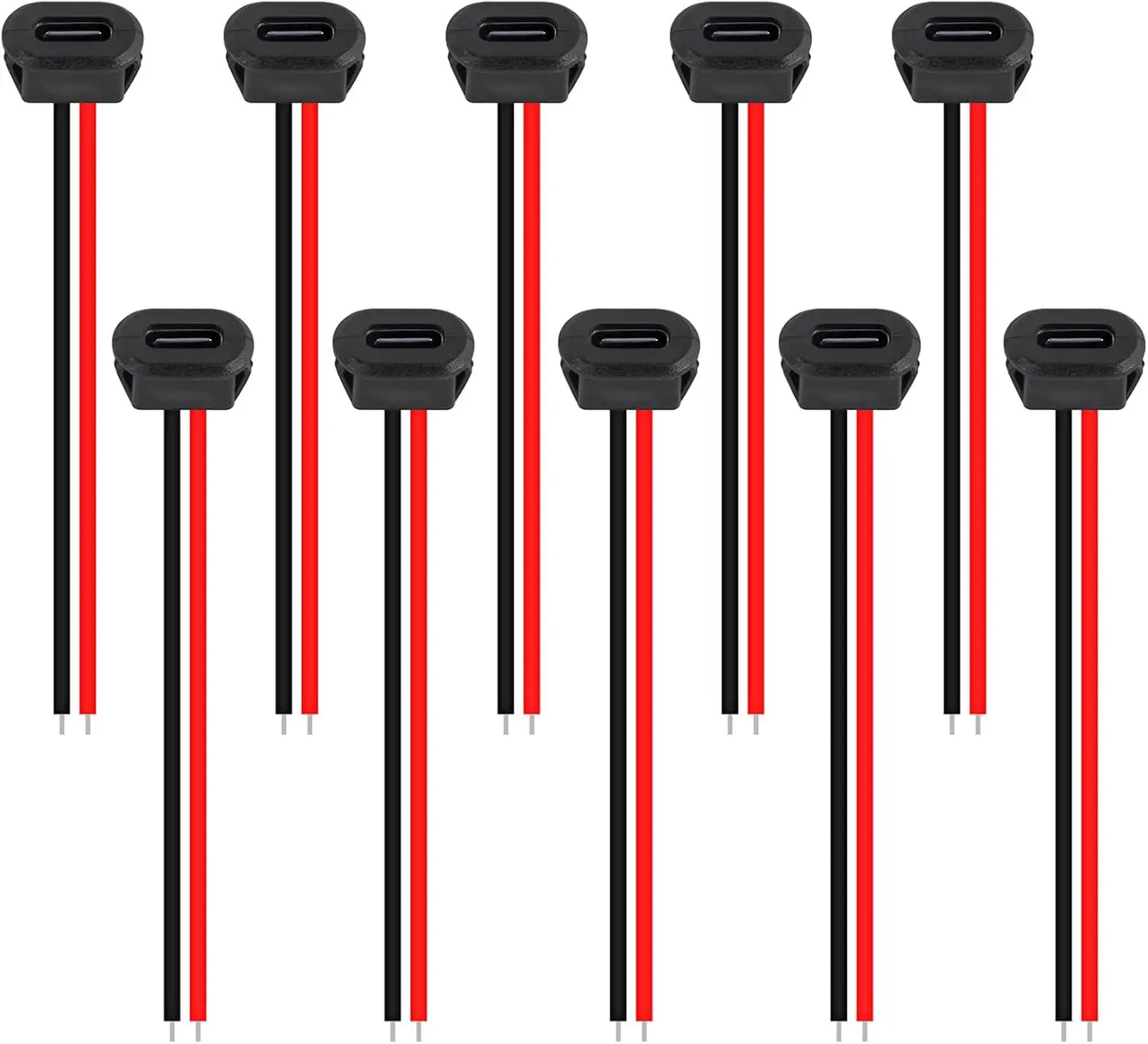 10PCS Type-C Female 2Pin USB Connector Type-C Waterproof with Female Socket Fast Charging Jack Charging Port USB-C Charger Plug