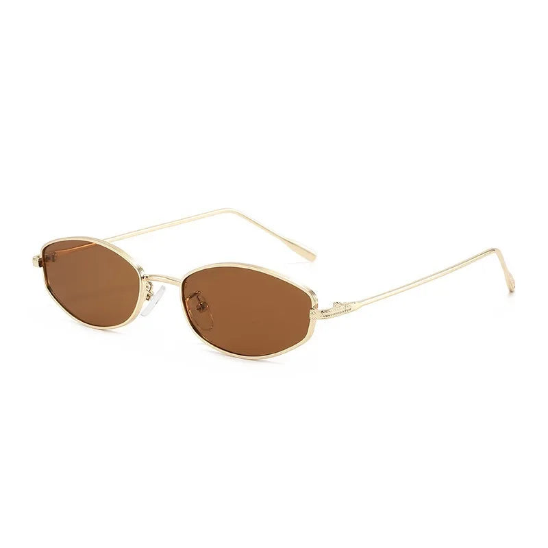 JNPCXI Fashion Small Cat Eye Metal Sunglasses Men Women Outdoor Sun Glasses Vintage Triangle Irregular Design Punk Eyeglasses