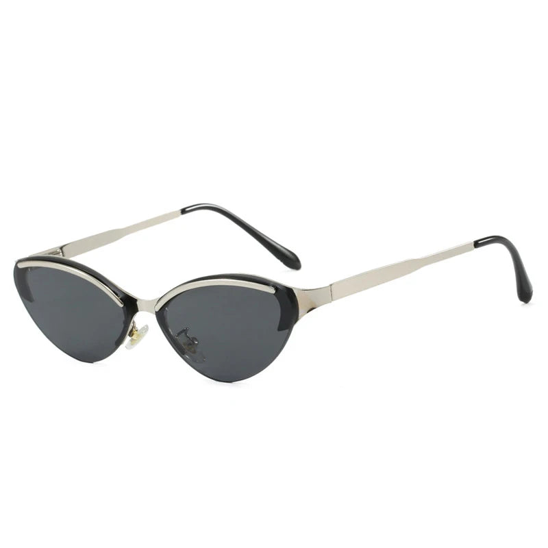 JNPCXI Fashion Cat Eye Women Sunglasses Retro Metal Colorful Tea Gradient Shades UV400 Men Trending Sun Glasses