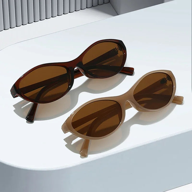 JNPCXI New Retro Cat Eye Sunglasses Shades UV400 Women Fashion Jelly Tea Sun Glasses