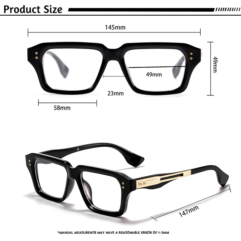 CATERSIDE Fashion Men's Optical Eyeglass Frame Brand Unique Temple Design Luxurious Women's Anti Blue Light Reading Glasses