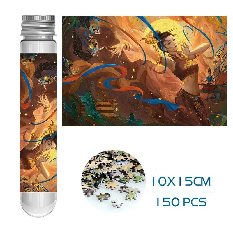 Mini Test Tube Jigsaw Puzzle 150pcs Chinese Style Painting Jigsaw Decompress Toy Educational Game