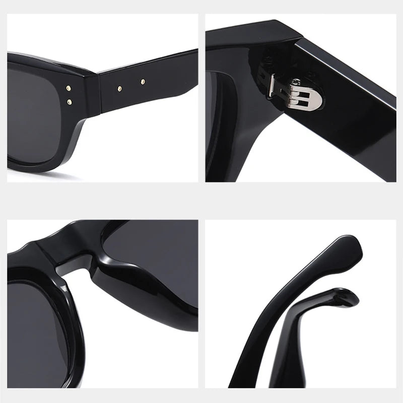 JNPCXI Ins Popular Fashion Cat Eye Sunglasses Women Retro Rivets Clear Gradient Shades UV400 Men Trending Sun Glasses