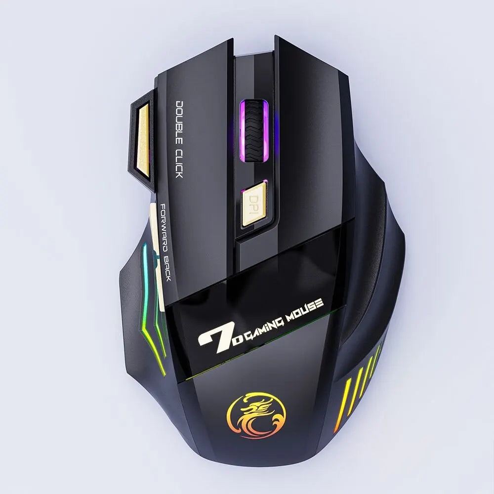 GW-X7 Wireless Gaming Mouse, 3200DPI Bluetooth 7 Buttons, Rechargeable, RGB LED