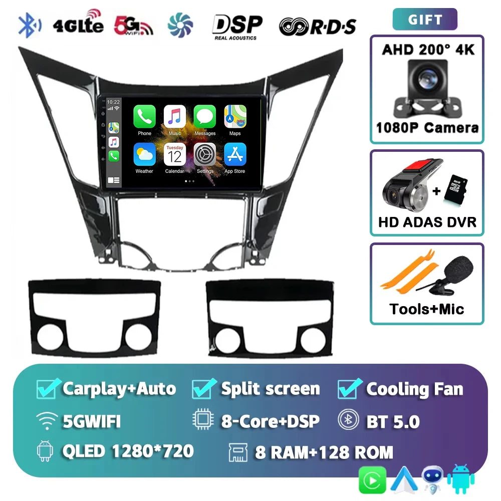 For Hyundai Sonata 6 YF 2009 - 2014 Android 15 2K QLED Car Radio Multimedia Video Player GPS stereo CarPlay Head Unit 4G WIFI