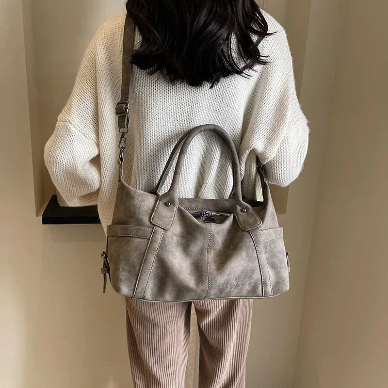 Retro Design PU Leather Shoulder Bags for Women 2026 Korean Fashion High Capacity Armpit Bag Female Crossbody Bag Tote Handbags