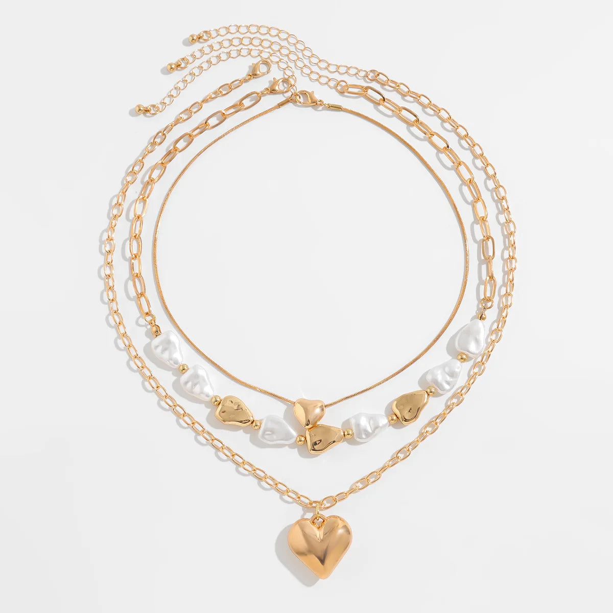 3pcs/set Multilayer Baroque Imitation Pearl Choker Necklace for Women New Trend Simple Love Heart Pendant Necklace Jewelry Gifts