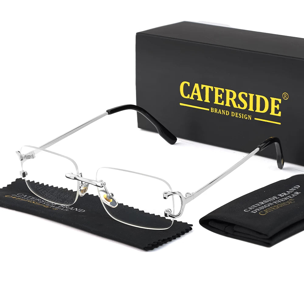 CATERSIDE Men's Rimless Small Frame Sunglasses Brand Design Metal Fashion Sun Glasses Women's Decoration Outdoor Eyewear UV400