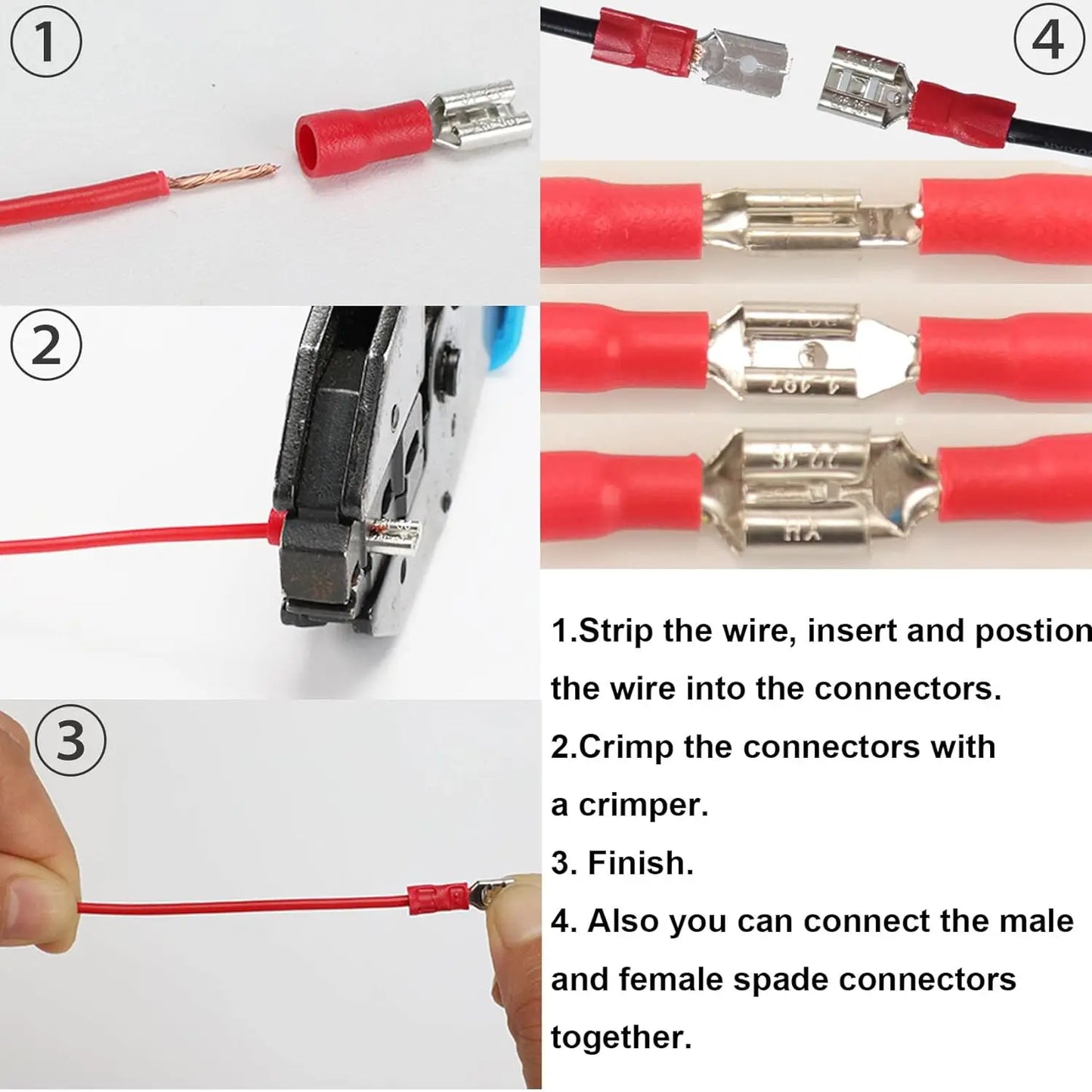 280pcs Wire Connector Kit Male Female Insulated Terminals Cold Crimp Terminals Assorted Crimp Terminals Spade Butt Connector Kit