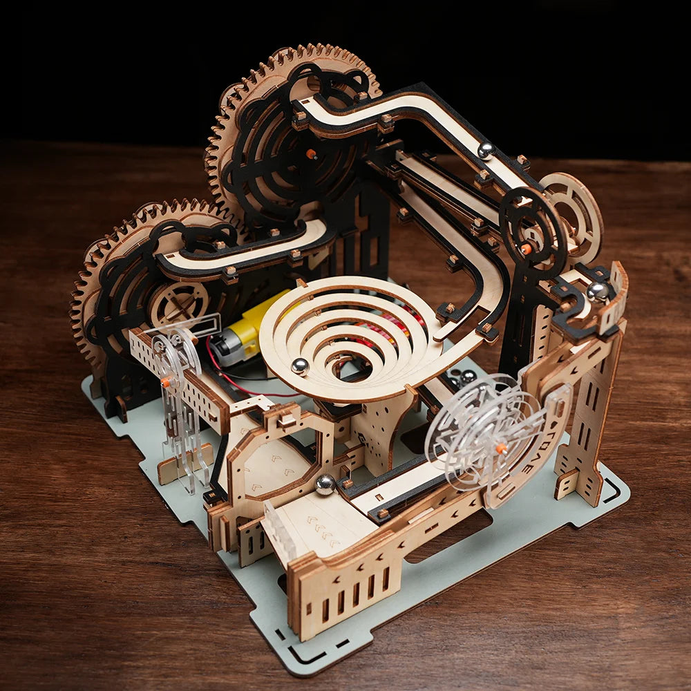 Exquisite Wooden Diy 3D Puzzle Unique Building Block Mechanical Marble Run Handmade Desk Decoration Creative Gift For Kids Adult