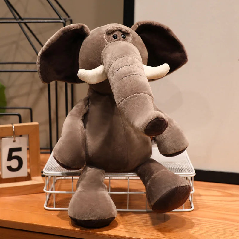 New  Stuffed Lifelike Lion Tiger Elephant Monkey Leopard Doll Simulation Forest Animals Plush Toys  Birthday Gift