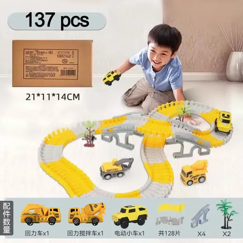 137-467pcs Children Electric Track Toy Car Engineering Car Kids Educational Toys